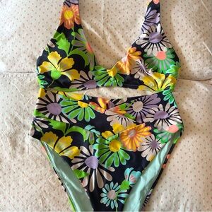 High Waisted Floral Bikini